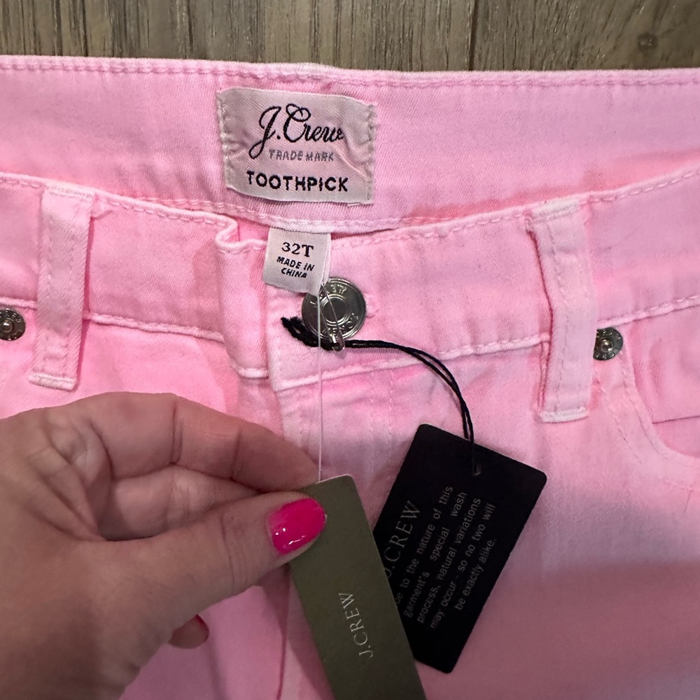 J Crew size 32 Tall pink Toothpick pants NWT - Picture 2 of 3
